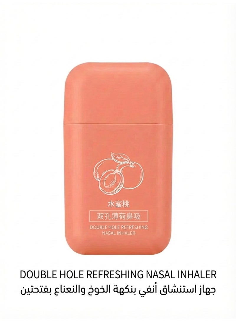 ​ عصي استنشاق الأنف بالخوخ والنعناع 1 قطعة - ثنائي الفوهات بدون إضافات | قابل لإعادة الاستخدام ومحمول | راحة تنعش يومية | للعائلة والدراسة والسفر - مقبول لعائلات السعودية - Image 1